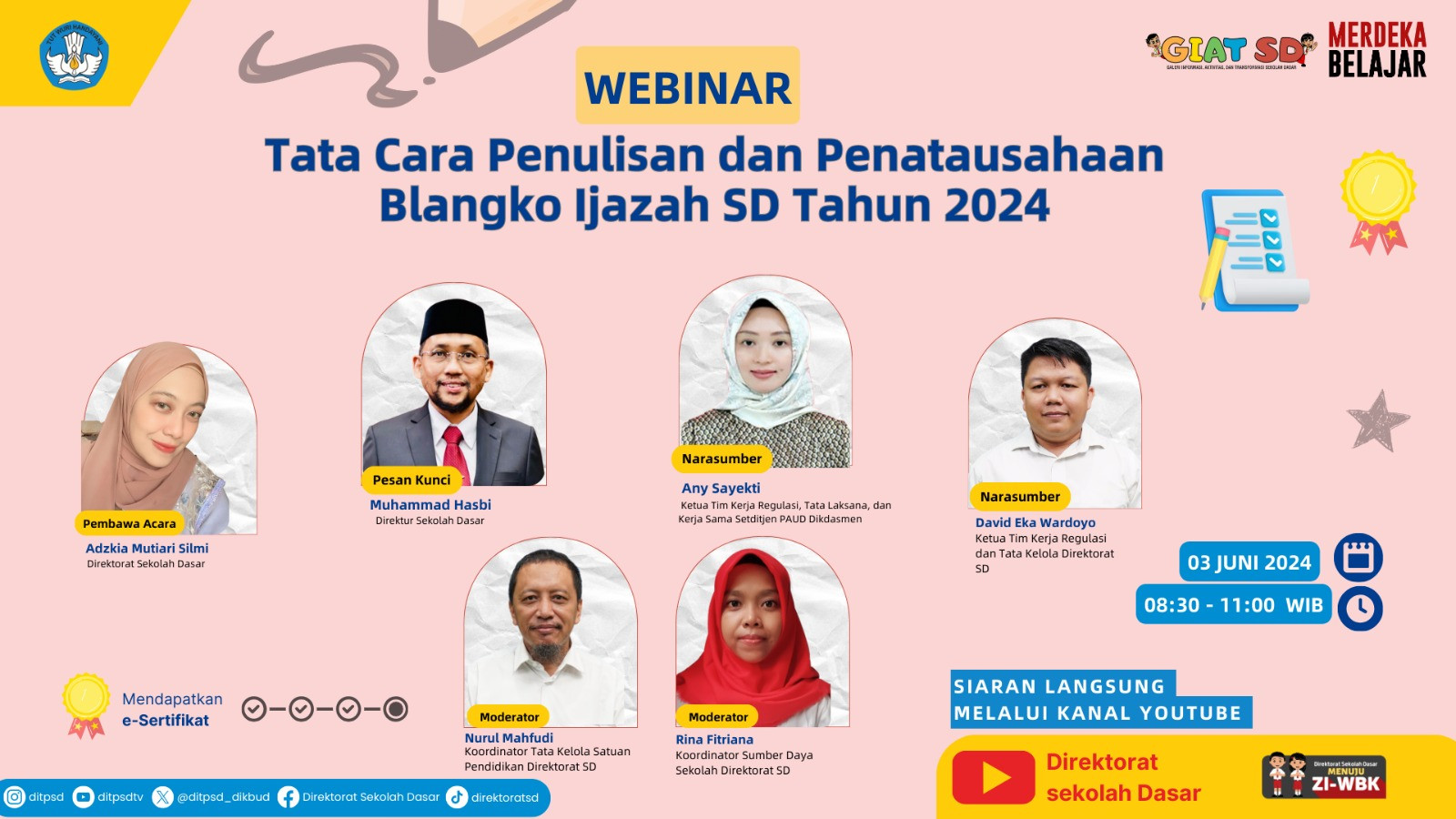 Webinar Tata Cara Penulisan dan Penata usahaan Blangko Ijazah SD Tahun 2024